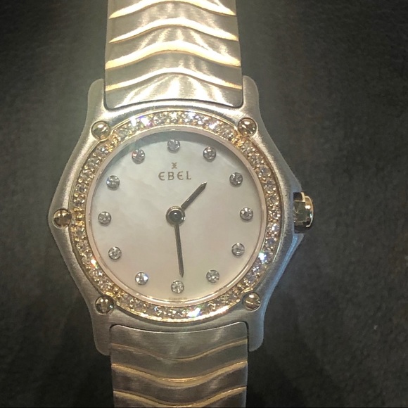 EBEL Wave Diamond 2 Tone Bracelet 18K YG/SS Watch - Picture 9 of 16